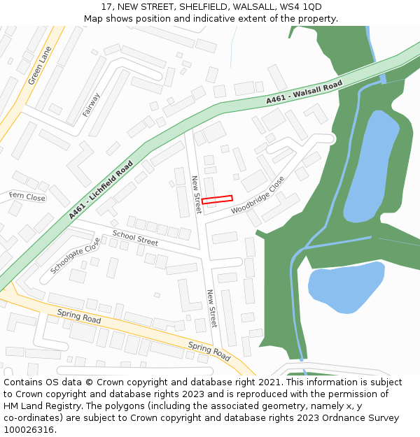 17, NEW STREET, SHELFIELD, WALSALL, WS4 1QD: Location map and indicative extent of plot