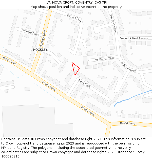 17, NOVA CROFT, COVENTRY, CV5 7FJ: Location map and indicative extent of plot