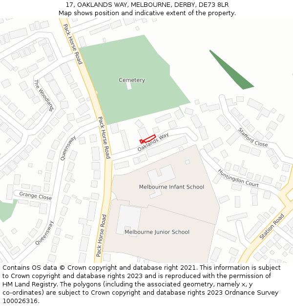 17, OAKLANDS WAY, MELBOURNE, DERBY, DE73 8LR: Location map and indicative extent of plot