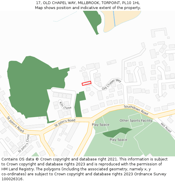 17, OLD CHAPEL WAY, MILLBROOK, TORPOINT, PL10 1HL: Location map and indicative extent of plot