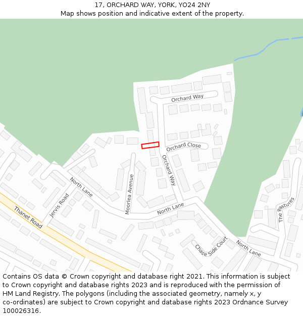 17, ORCHARD WAY, YORK, YO24 2NY: Location map and indicative extent of plot