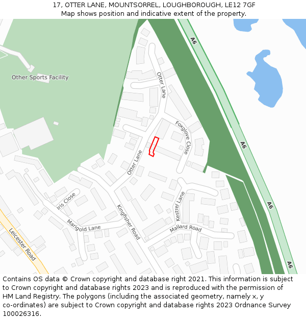 17, OTTER LANE, MOUNTSORREL, LOUGHBOROUGH, LE12 7GF: Location map and indicative extent of plot