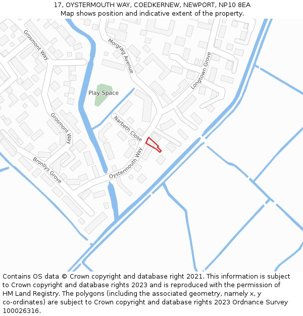 17, OYSTERMOUTH WAY, COEDKERNEW, NEWPORT, NP10 8EA: Location map and indicative extent of plot