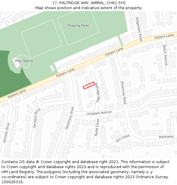 17, PALTRIDGE WAY, WIRRAL, CH61 5YG: Location map and indicative extent of plot