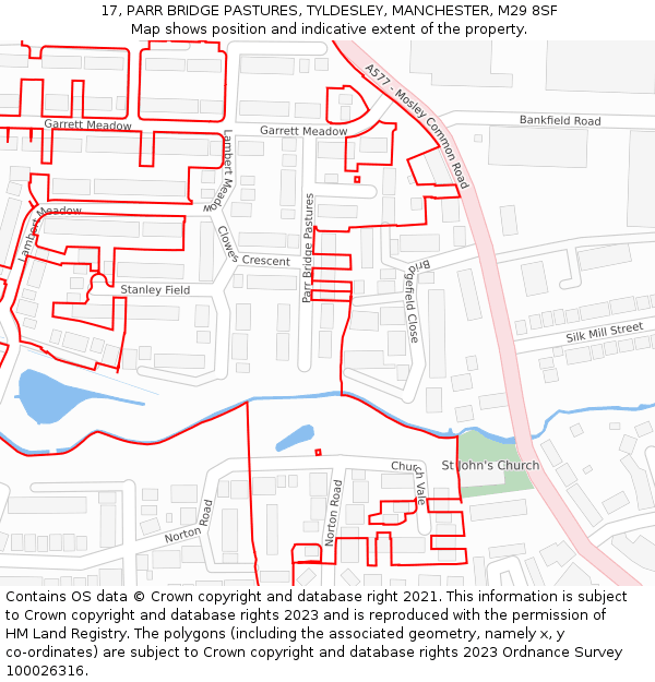 17, PARR BRIDGE PASTURES, TYLDESLEY, MANCHESTER, M29 8SF: Location map and indicative extent of plot