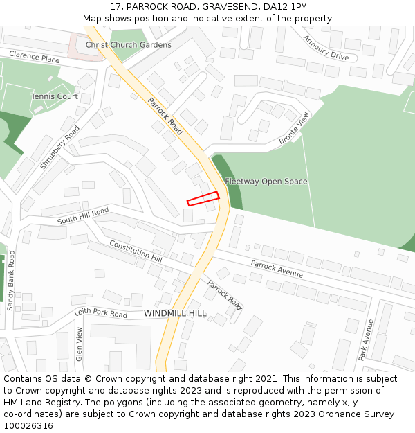 17, PARROCK ROAD, GRAVESEND, DA12 1PY: Location map and indicative extent of plot