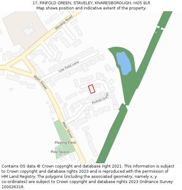 17, PINFOLD GREEN, STAVELEY, KNARESBOROUGH, HG5 9LR: Location map and indicative extent of plot