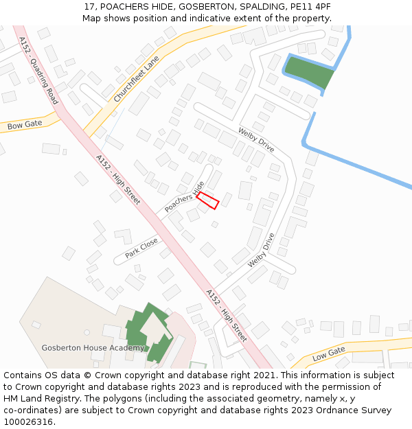 17, POACHERS HIDE, GOSBERTON, SPALDING, PE11 4PF: Location map and indicative extent of plot