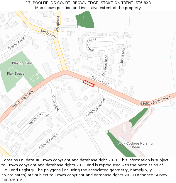 17, POOLFIELDS COURT, BROWN EDGE, STOKE-ON-TRENT, ST6 8XR: Location map and indicative extent of plot