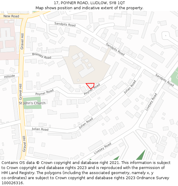 17, POYNER ROAD, LUDLOW, SY8 1QT: Location map and indicative extent of plot