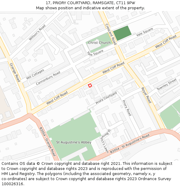 17, PRIORY COURTYARD, RAMSGATE, CT11 9PW: Location map and indicative extent of plot