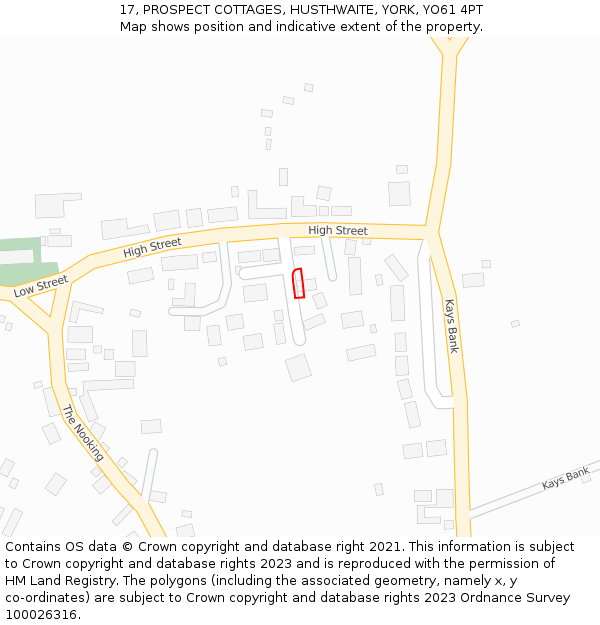 17, PROSPECT COTTAGES, HUSTHWAITE, YORK, YO61 4PT: Location map and indicative extent of plot