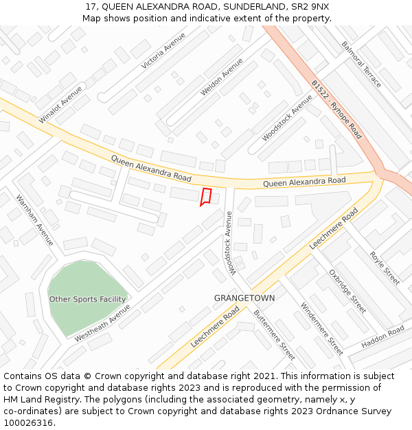 17, QUEEN ALEXANDRA ROAD, SUNDERLAND, SR2 9NX: Location map and indicative extent of plot