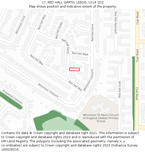 17, RED HALL GARTH, LEEDS, LS14 1DZ: Location map and indicative extent of plot