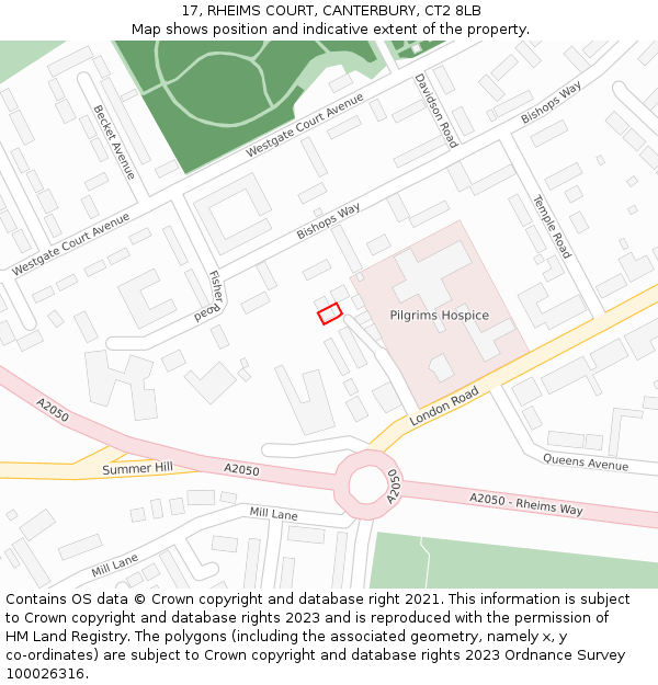 17, RHEIMS COURT, CANTERBURY, CT2 8LB: Location map and indicative extent of plot