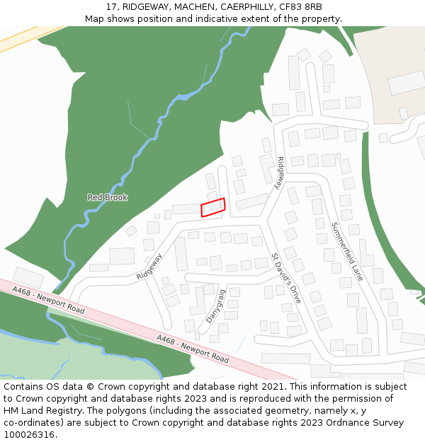 17, RIDGEWAY, MACHEN, CAERPHILLY, CF83 8RB: Location map and indicative extent of plot