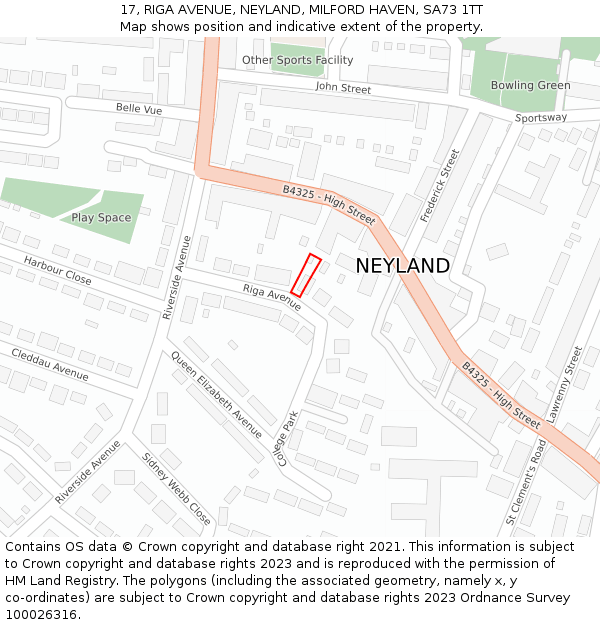 17, RIGA AVENUE, NEYLAND, MILFORD HAVEN, SA73 1TT: Location map and indicative extent of plot