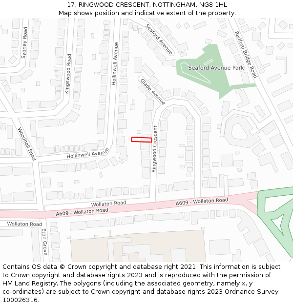 17, RINGWOOD CRESCENT, NOTTINGHAM, NG8 1HL: Location map and indicative extent of plot