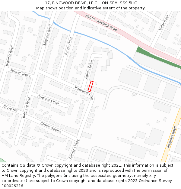 17, RINGWOOD DRIVE, LEIGH-ON-SEA, SS9 5HG: Location map and indicative extent of plot