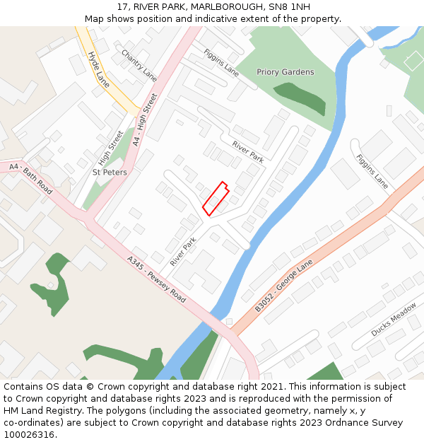 17, RIVER PARK, MARLBOROUGH, SN8 1NH: Location map and indicative extent of plot