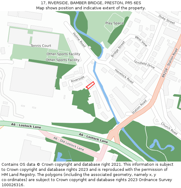 17, RIVERSIDE, BAMBER BRIDGE, PRESTON, PR5 6ES: Location map and indicative extent of plot