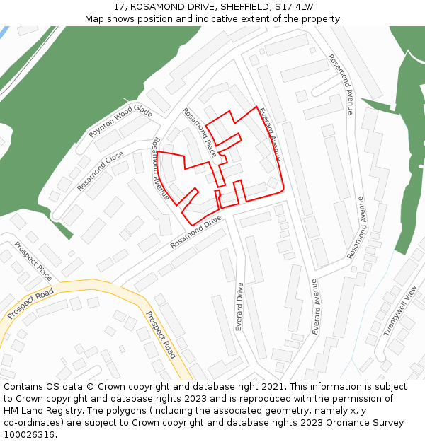 17, ROSAMOND DRIVE, SHEFFIELD, S17 4LW: Location map and indicative extent of plot