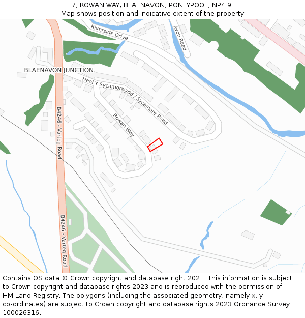 17, ROWAN WAY, BLAENAVON, PONTYPOOL, NP4 9EE: Location map and indicative extent of plot