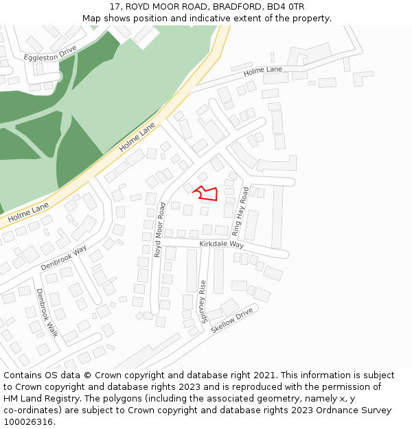 17, ROYD MOOR ROAD, BRADFORD, BD4 0TR: Location map and indicative extent of plot