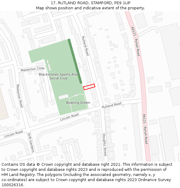 17, RUTLAND ROAD, STAMFORD, PE9 1UP: Location map and indicative extent of plot