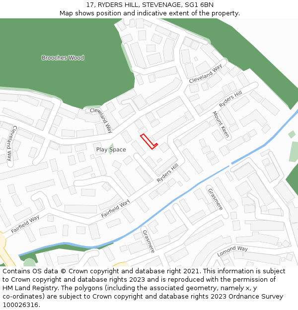 17, RYDERS HILL, STEVENAGE, SG1 6BN: Location map and indicative extent of plot