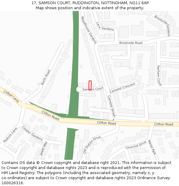 17, SAMSON COURT, RUDDINGTON, NOTTINGHAM, NG11 6AP: Location map and indicative extent of plot