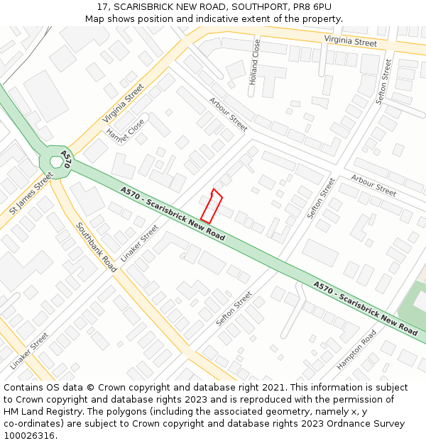 17, SCARISBRICK NEW ROAD, SOUTHPORT, PR8 6PU: Location map and indicative extent of plot