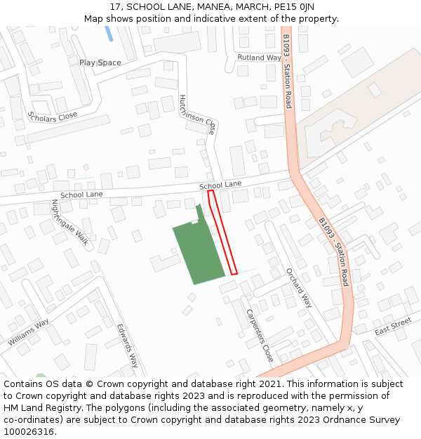 17, SCHOOL LANE, MANEA, MARCH, PE15 0JN: Location map and indicative extent of plot