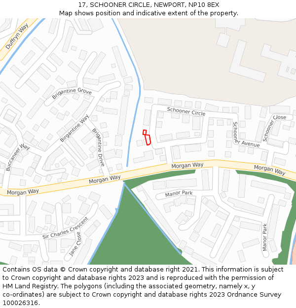 17, SCHOONER CIRCLE, NEWPORT, NP10 8EX: Location map and indicative extent of plot