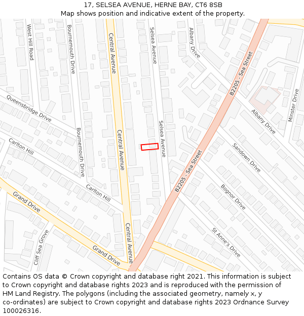 17, SELSEA AVENUE, HERNE BAY, CT6 8SB: Location map and indicative extent of plot