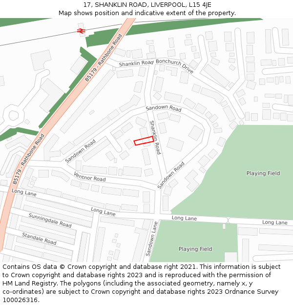 17, SHANKLIN ROAD, LIVERPOOL, L15 4JE: Location map and indicative extent of plot