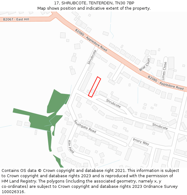 17, SHRUBCOTE, TENTERDEN, TN30 7BP: Location map and indicative extent of plot