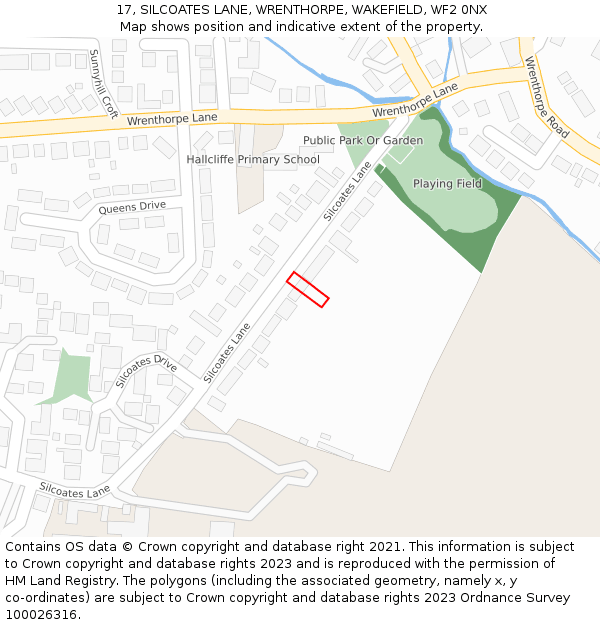 17, SILCOATES LANE, WRENTHORPE, WAKEFIELD, WF2 0NX: Location map and indicative extent of plot
