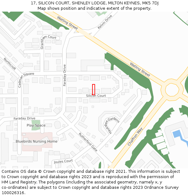 17, SILICON COURT, SHENLEY LODGE, MILTON KEYNES, MK5 7DJ: Location map and indicative extent of plot