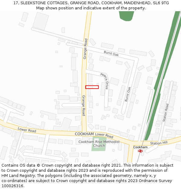 17, SLEEKSTONE COTTAGES, GRANGE ROAD, COOKHAM, MAIDENHEAD, SL6 9TG: Location map and indicative extent of plot