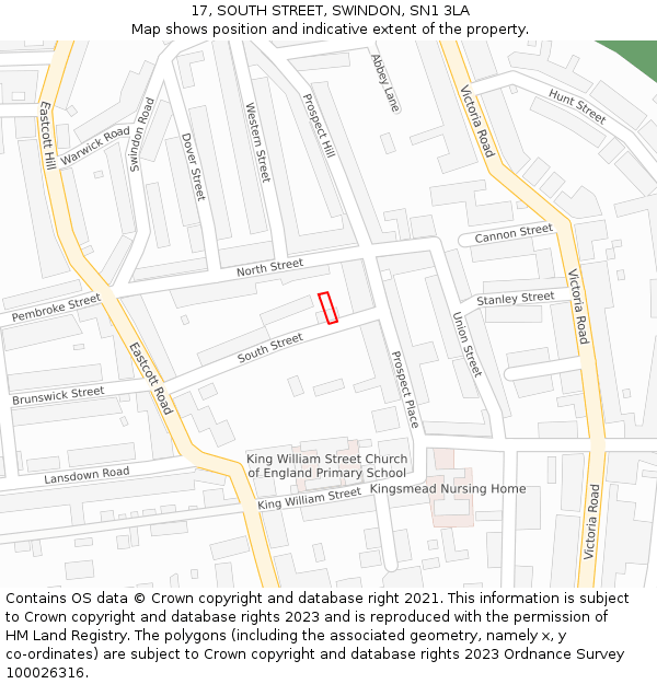 17, SOUTH STREET, SWINDON, SN1 3LA: Location map and indicative extent of plot