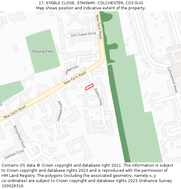 17, STABLE CLOSE, STANWAY, COLCHESTER, CO3 0UG: Location map and indicative extent of plot