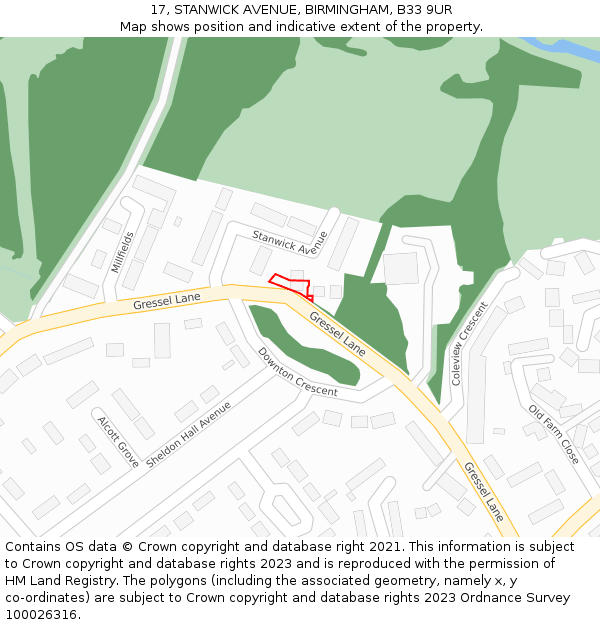 17, STANWICK AVENUE, BIRMINGHAM, B33 9UR: Location map and indicative extent of plot