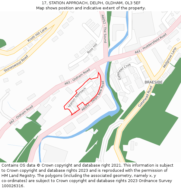17, STATION APPROACH, DELPH, OLDHAM, OL3 5EF: Location map and indicative extent of plot