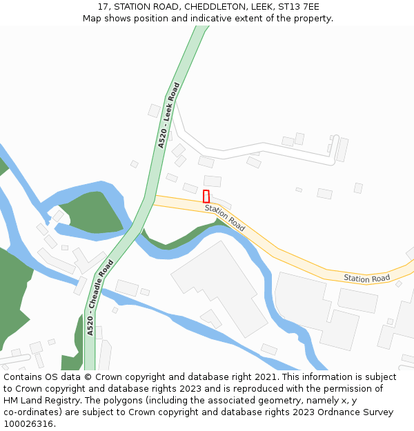 17, STATION ROAD, CHEDDLETON, LEEK, ST13 7EE: Location map and indicative extent of plot