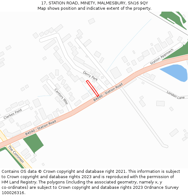 17, STATION ROAD, MINETY, MALMESBURY, SN16 9QY: Location map and indicative extent of plot