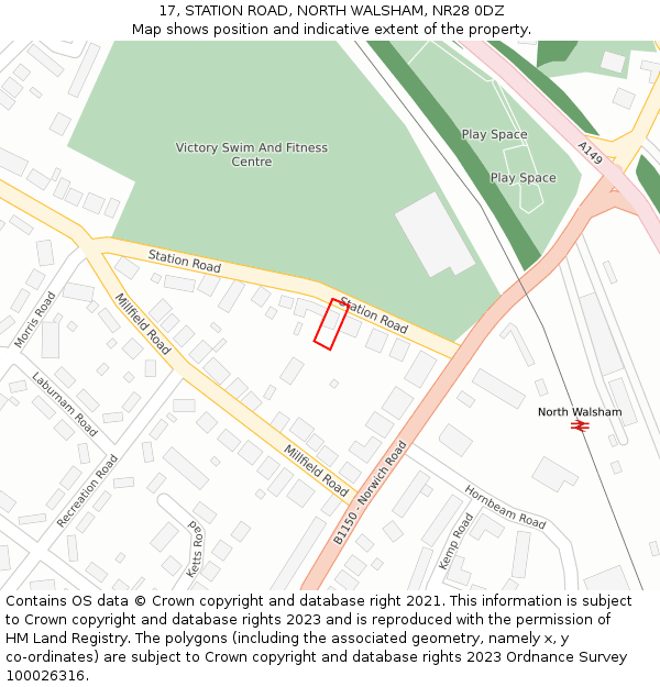 17, STATION ROAD, NORTH WALSHAM, NR28 0DZ: Location map and indicative extent of plot