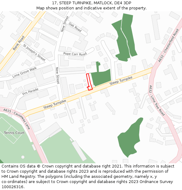 17, STEEP TURNPIKE, MATLOCK, DE4 3DP: Location map and indicative extent of plot