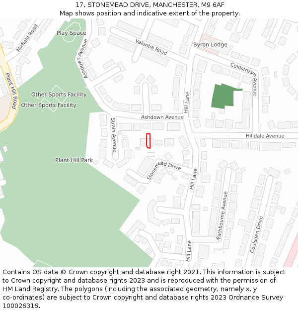 17, STONEMEAD DRIVE, MANCHESTER, M9 6AF: Location map and indicative extent of plot