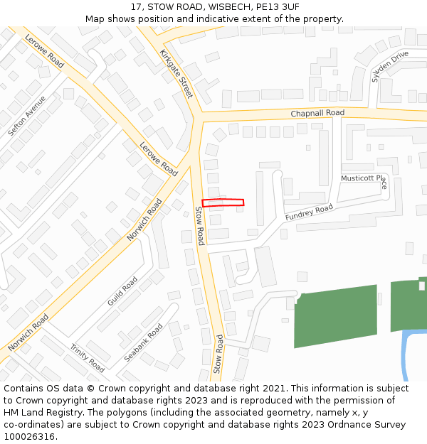 17, STOW ROAD, WISBECH, PE13 3UF: Location map and indicative extent of plot